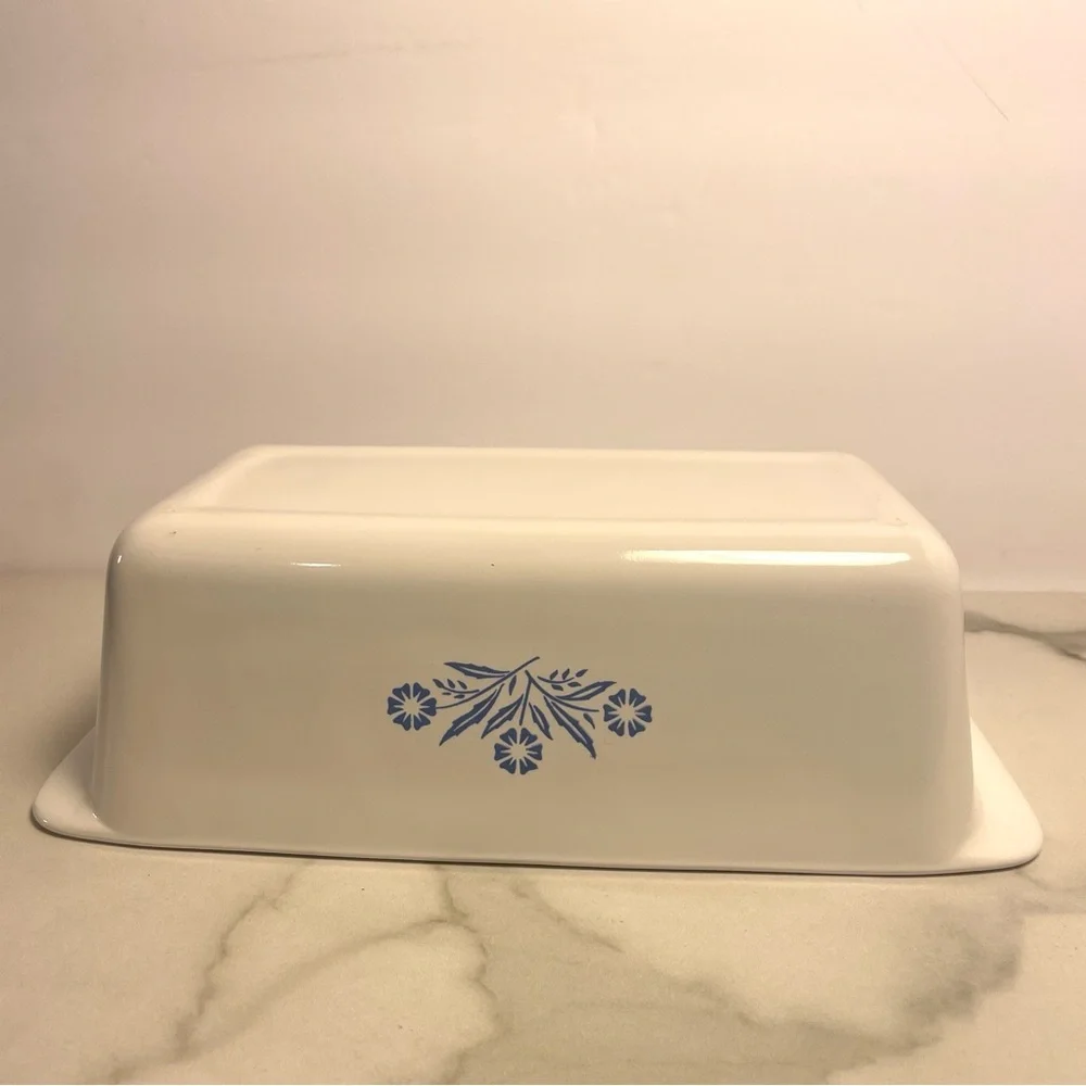 VTG Corning Ware Blue Cornflower 2QT Loaf Bread Pan Baking P-315-B USA 9x5x3 - Picture 3 of 10